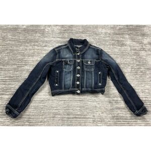 Amethyst Jacket Womens Medium Blue Dark Wash Cropped Cotton Blend